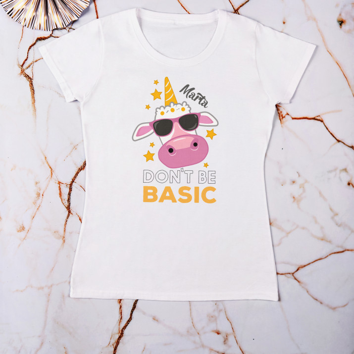 Don`t be basic- Koszulka damska z nadrukiem